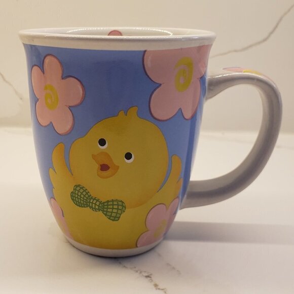 vintage Set of 2 Easter Mug/Vase Easter Bunny Embossed Happy Chick Pink - Picture 10 of 13